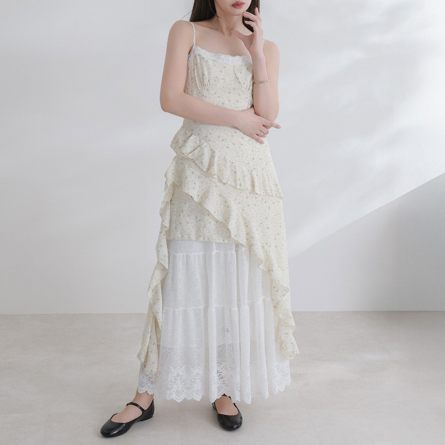 アシンメトリーフラワーキャミチュニック[miu504060/miu504061]