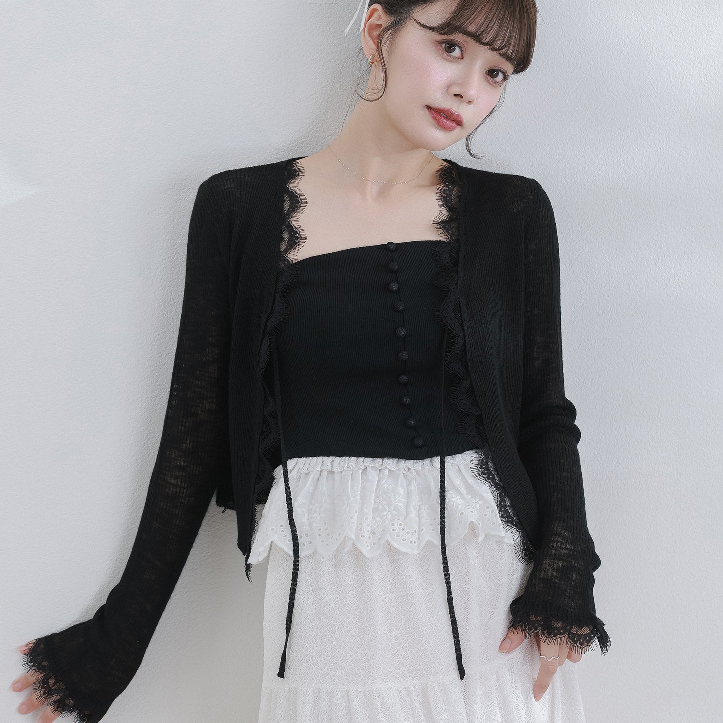 レースシアーニットカーディガン[miu504067/miu504068]